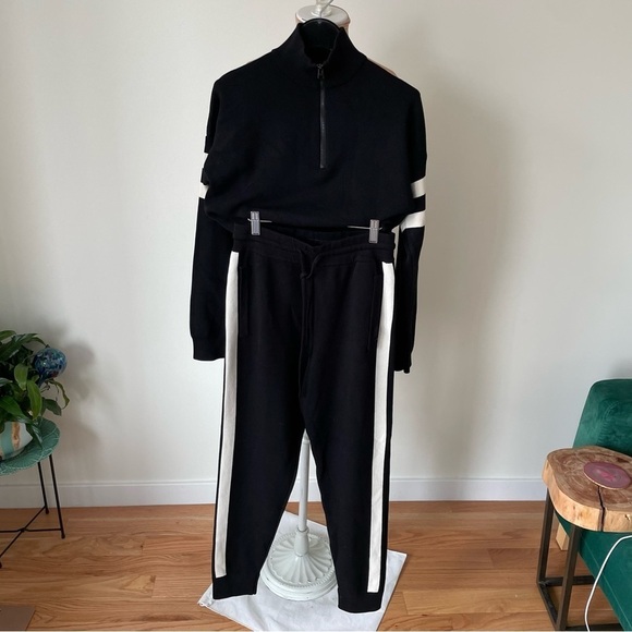 French Connection FCUK Black/Winter White Lakra Knit Track Pants Top Set NWT S - Picture 2 of 12